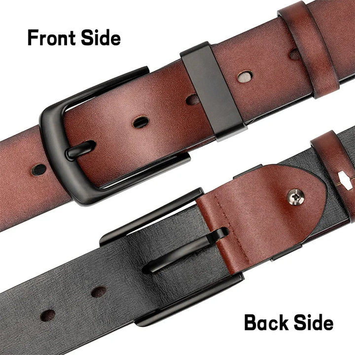 Maikun Men's Vintage Casual Belt Black Pin Buckle Student Versatile Leather Wide Belt